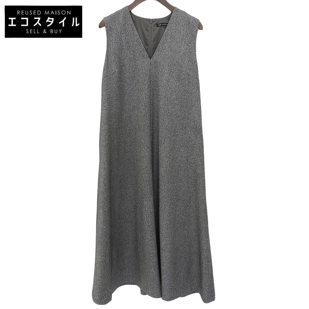 美品 ラメミックスツイード Vネック ワンピース レディース グレー系 32 25AW OPWOGW0517 ワンピース 32 レディース