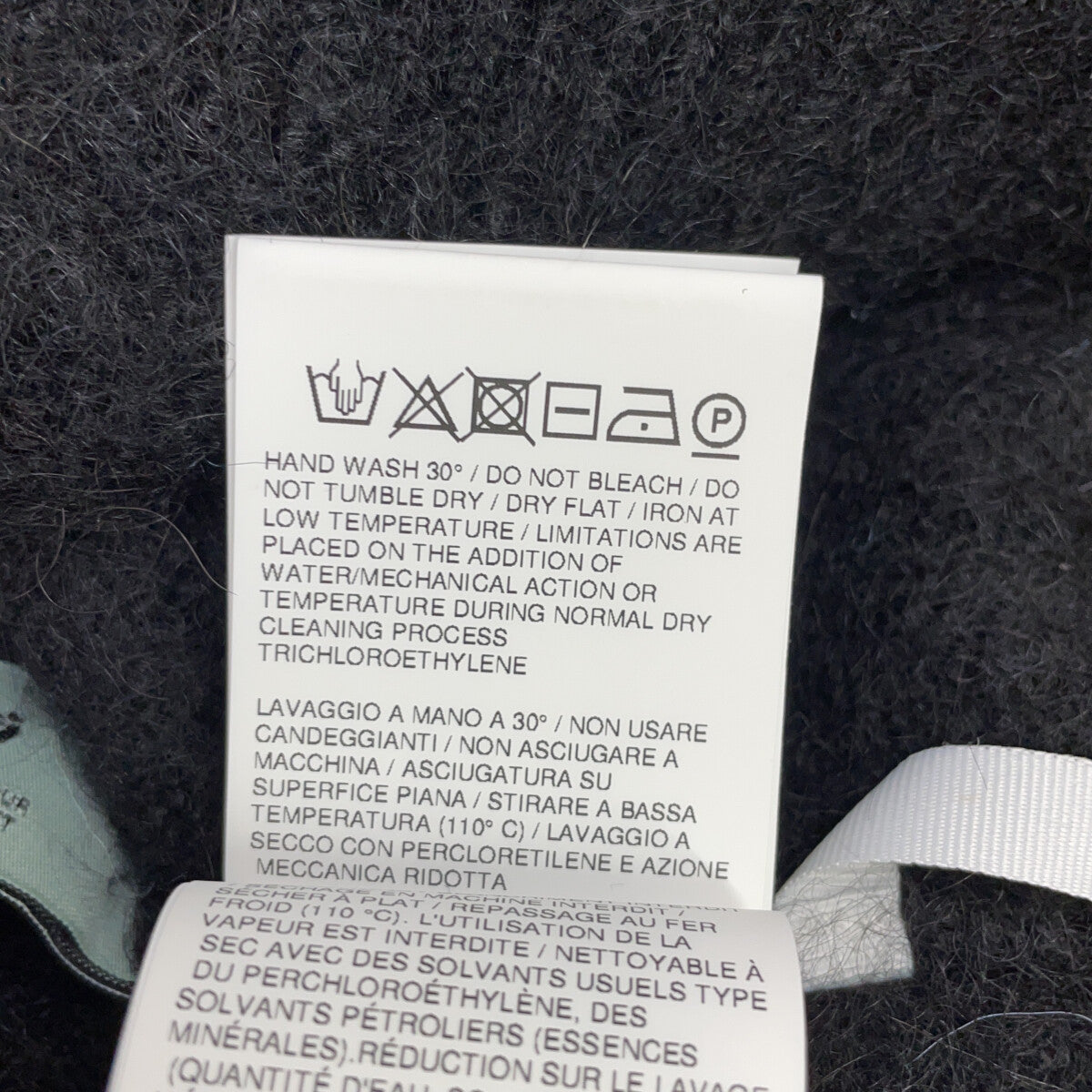 OMHA036F20KNI002 黑色×蓝色 马海毛 针织开衫 上衣 XS 男士