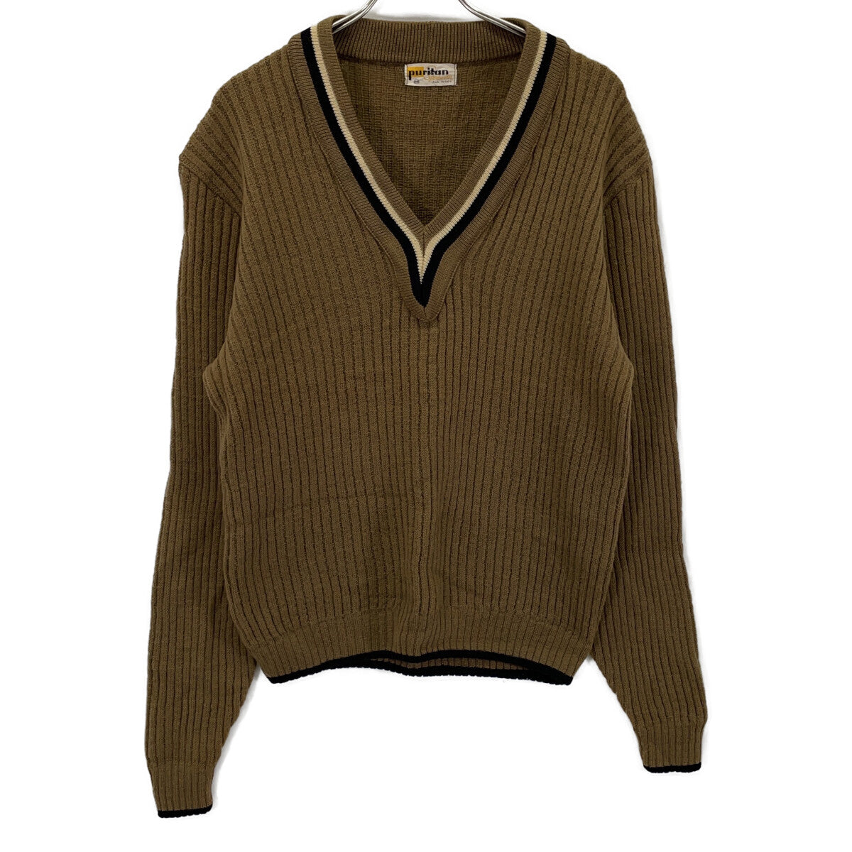 VINTAGE ヴィンテージ 【PURITAN】50s 60s 白タグ 小文字タグ Vネック プルオーバー ニット 44 VINTAGE ヴィンテージ 【PURITAN】50s 60s 白タグ 小文字タグ Vネック