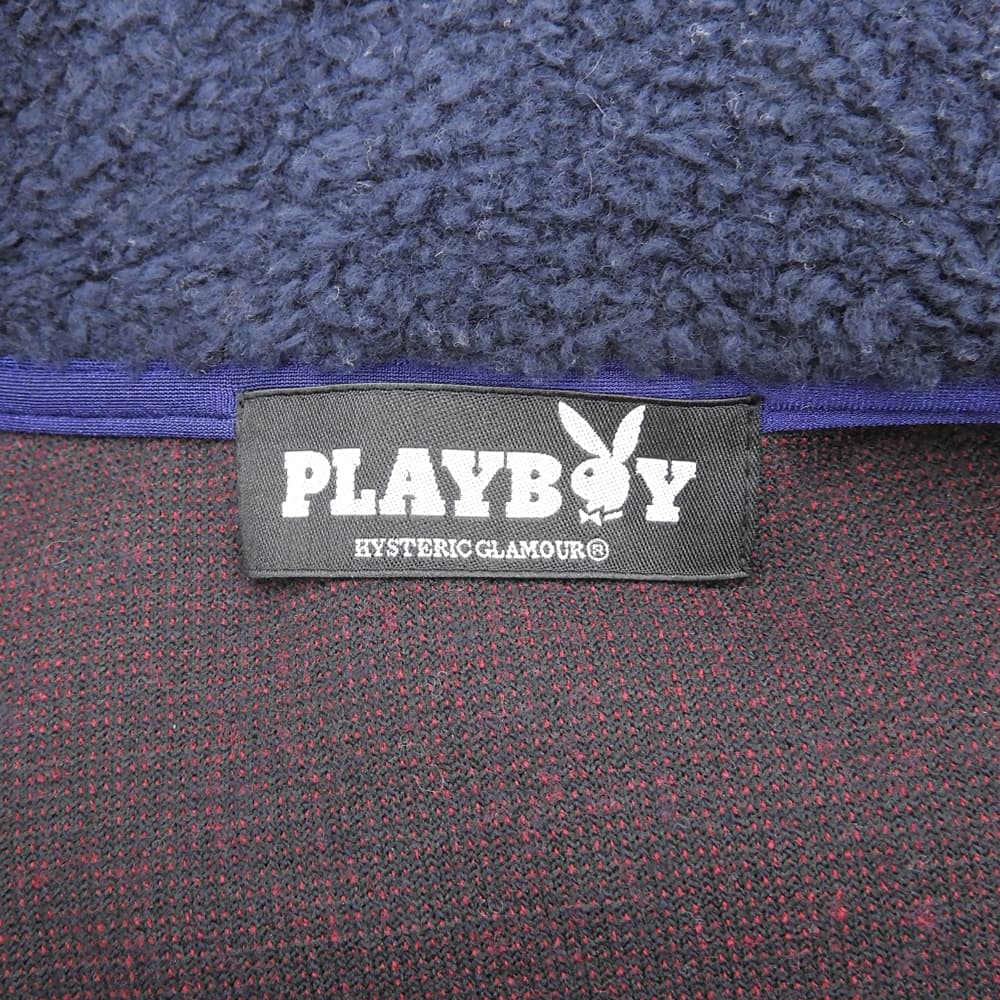 PLAYBOY プレイボーイ ボア ジップアップ ブルゾン ジャケット レディース ネイビー F ジャケット