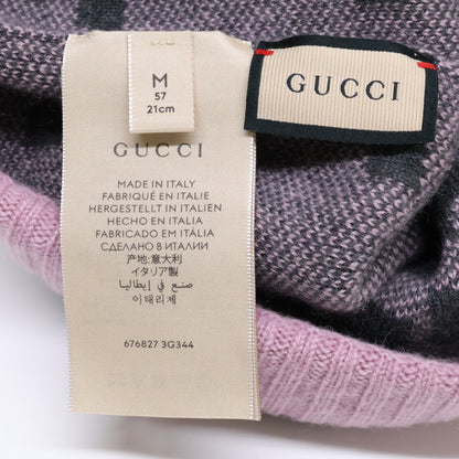 [Buy It Now/Domestic Authenticity] 676827 3G344 GG Logo Cashmere Knit Hat Cap M 57 21cm Women's