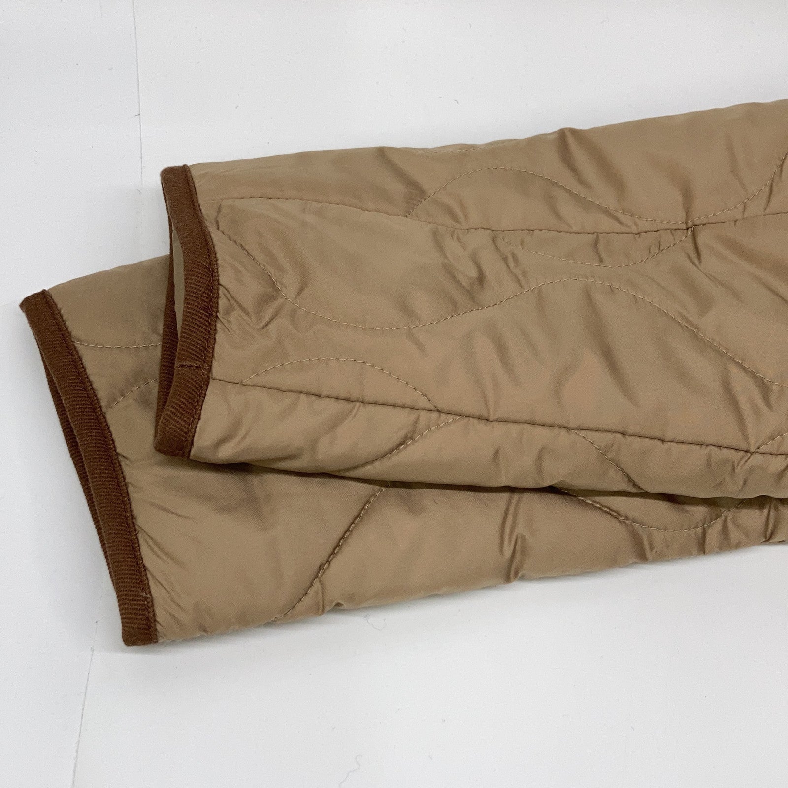 Beige Twill Trim Onion Quilted Jacket XS Women's