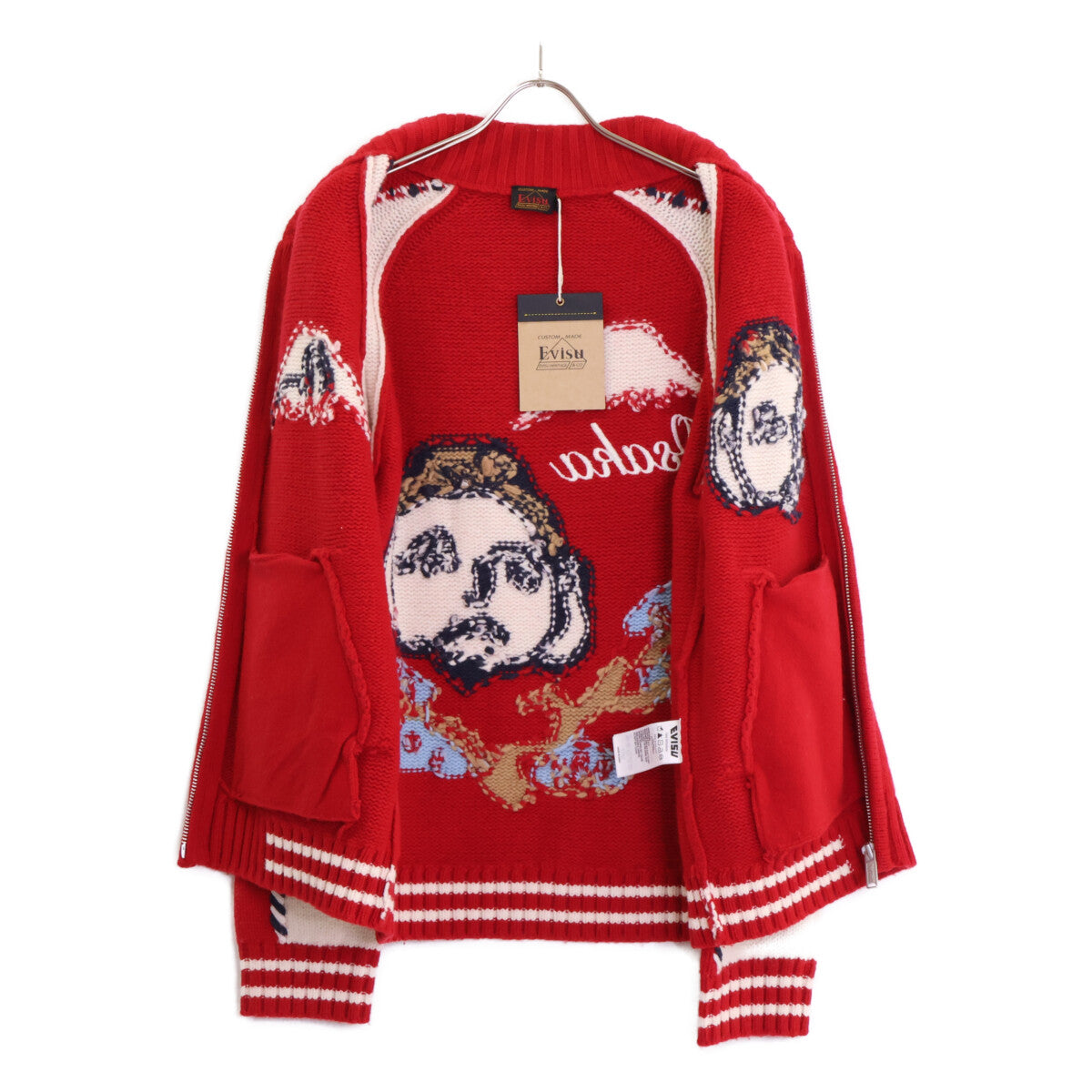 EVISU EVISU 红色 宽松版型 咧嘴笑佛头编织针织衫 上衣 M