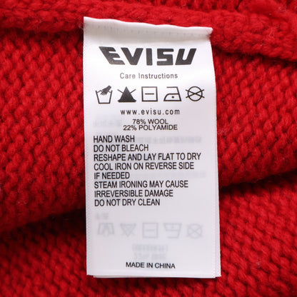 EVISU EVISU 红色 宽松版型 咧嘴笑佛头编织针织衫 上衣 M