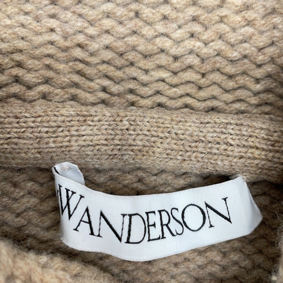 J.W.Anderson JW安德森 米色 哥特式Logo 厚针织连帽衫 上衣