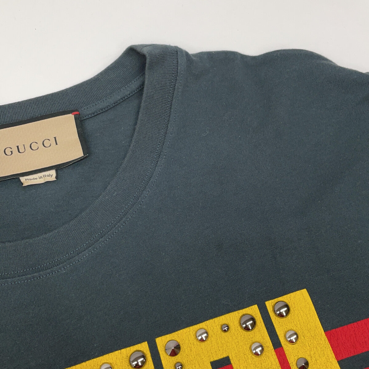 GUCCI 古驰 616036 黑色徽标铆钉T恤上衣