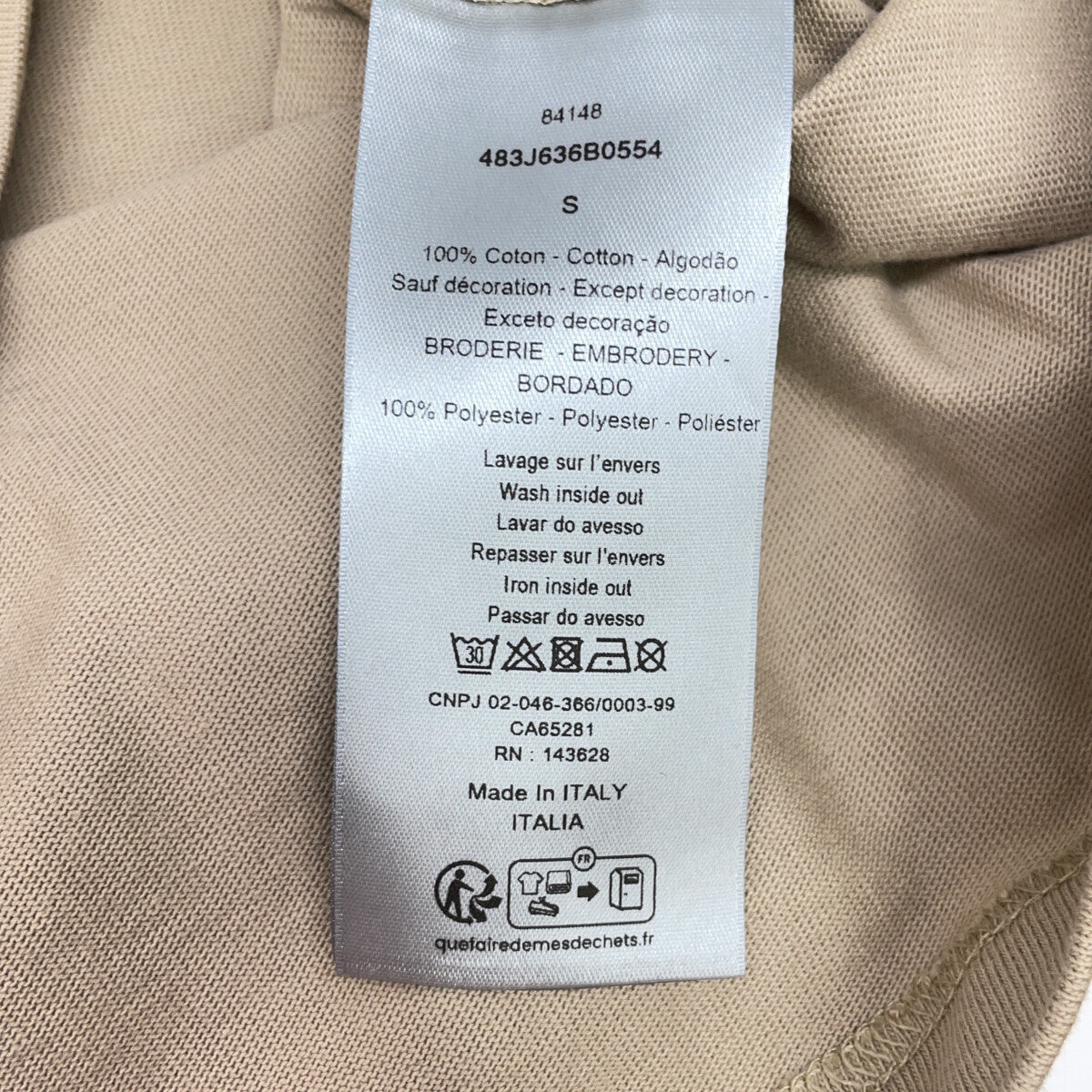 DIOR 迪奥 483J636B0554 米色纯棉印花T恤上衣