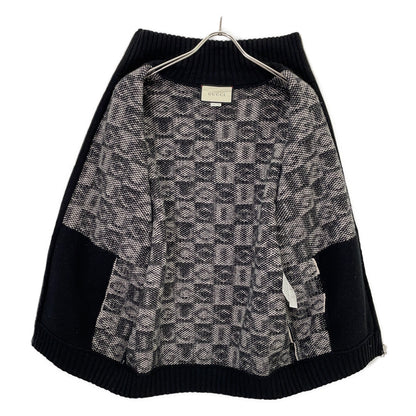 GUCCI グッチ 595481 black×white logo jacquard zip-up knit jacket jacket