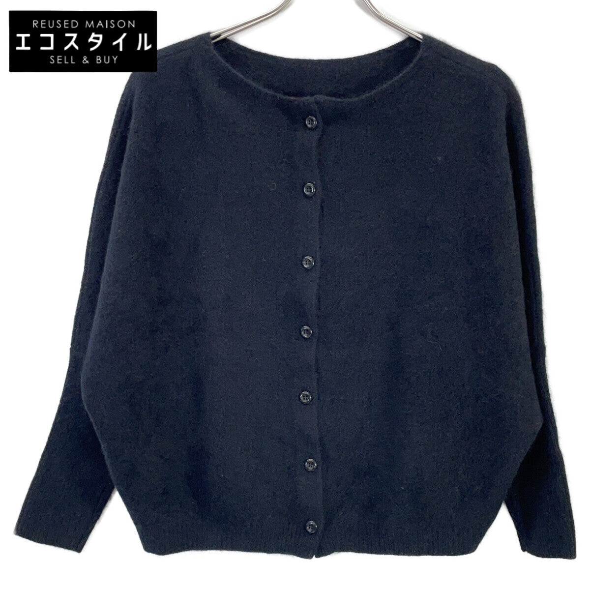 BEARDSLEY ビアズリー 24AW ﾌﾞﾗｯｸ FOXｳｰﾙ後ろﾎﾞﾀﾝﾆｯﾄ トップス F