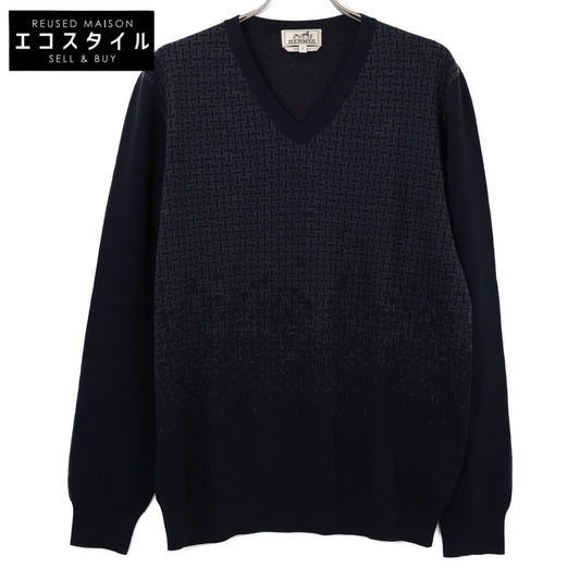 HERMES エルメス 【美品/国内正規】グラデーション総柄 Vネック ニットセーター トップス