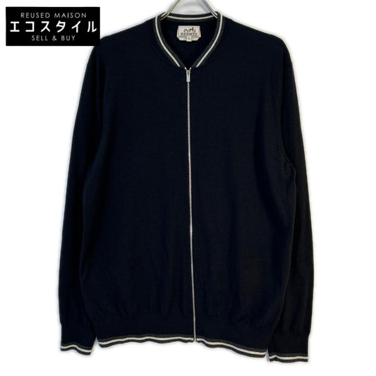 HERMES エルメス 62-5728 ブラック カシミヤ100 ジップカーディガン トップス