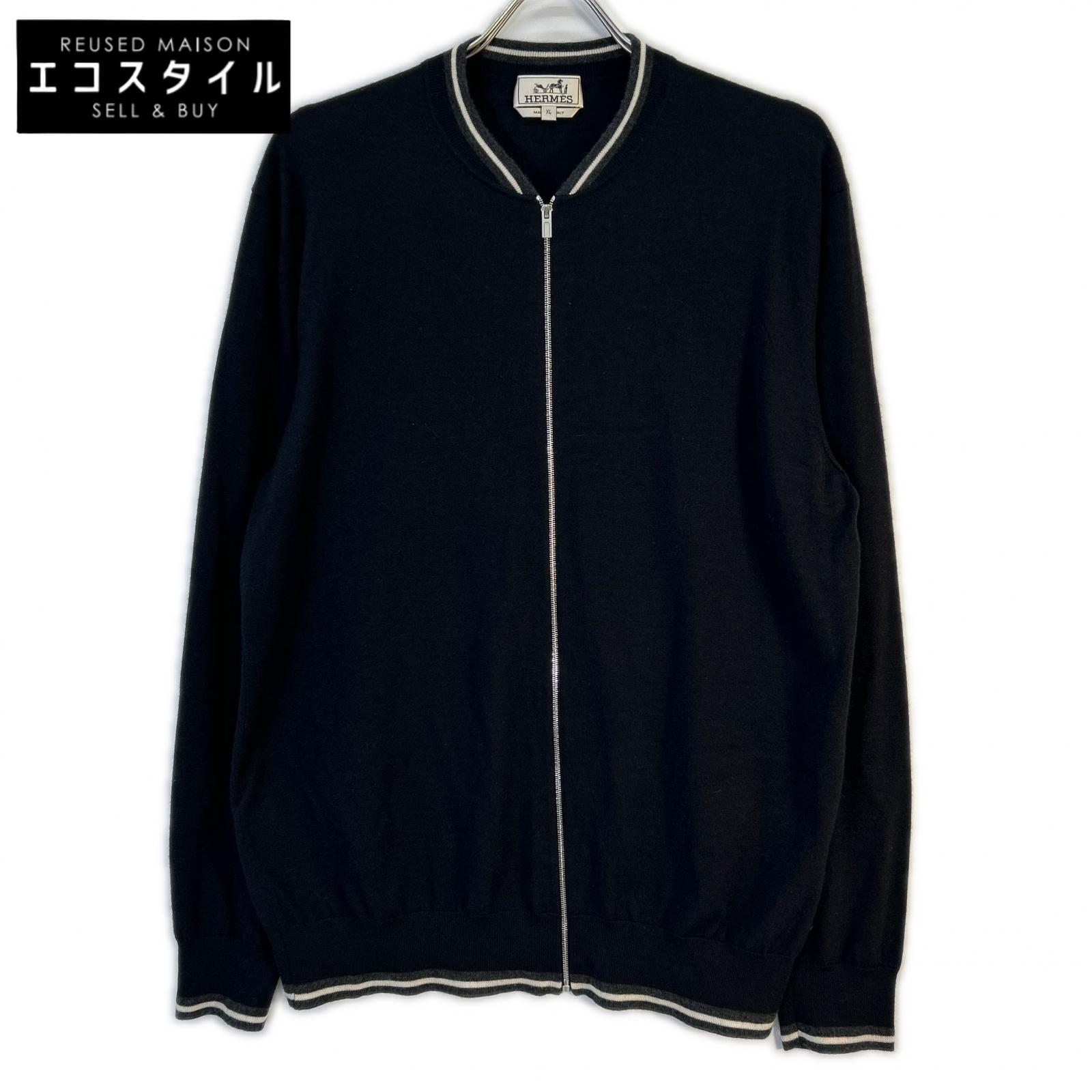 HERMES 爱马仕 62-5728 黑色 100%羊绒 拉链开衫 上衣