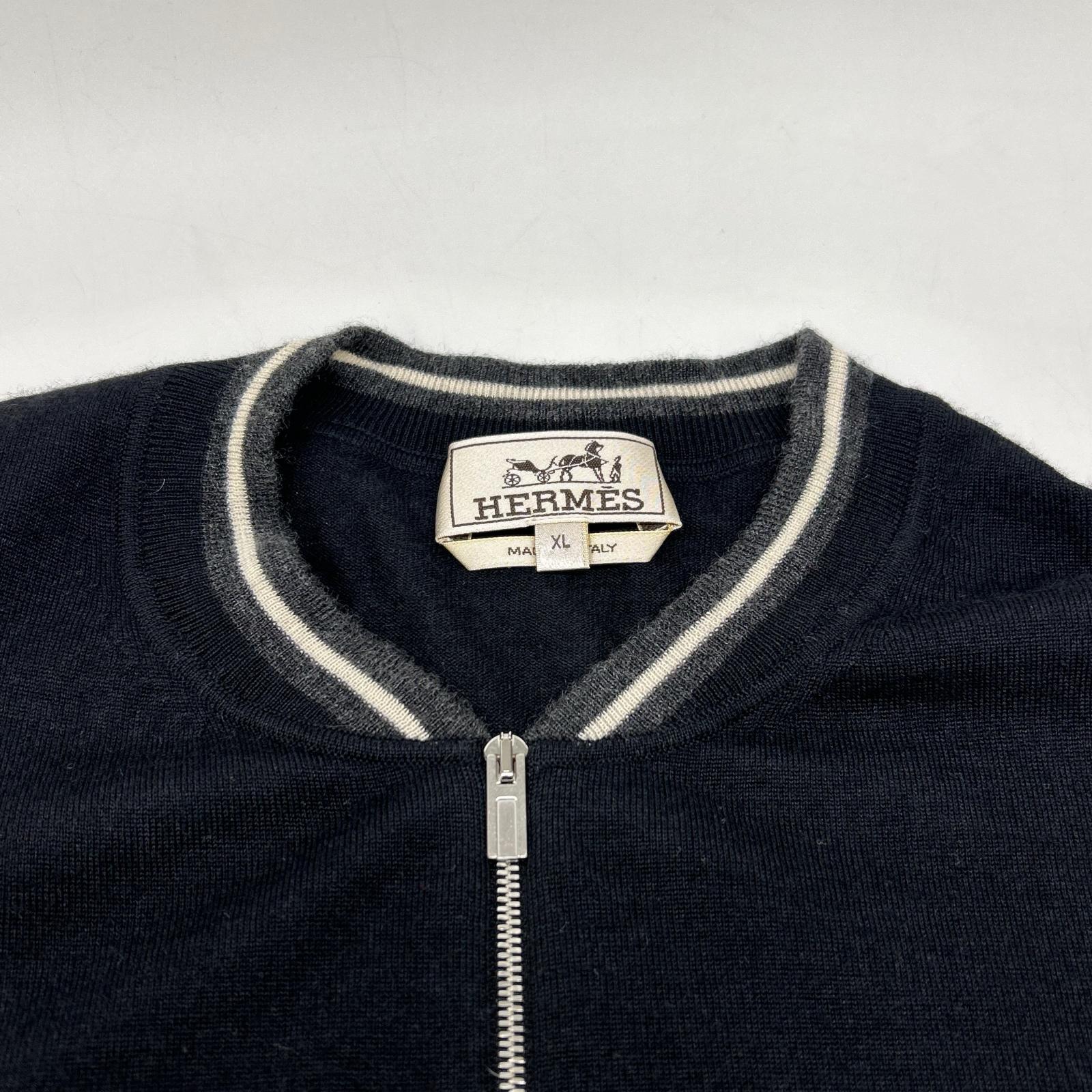 HERMES 爱马仕 62-5728 黑色 100%羊绒 拉链开衫 上衣