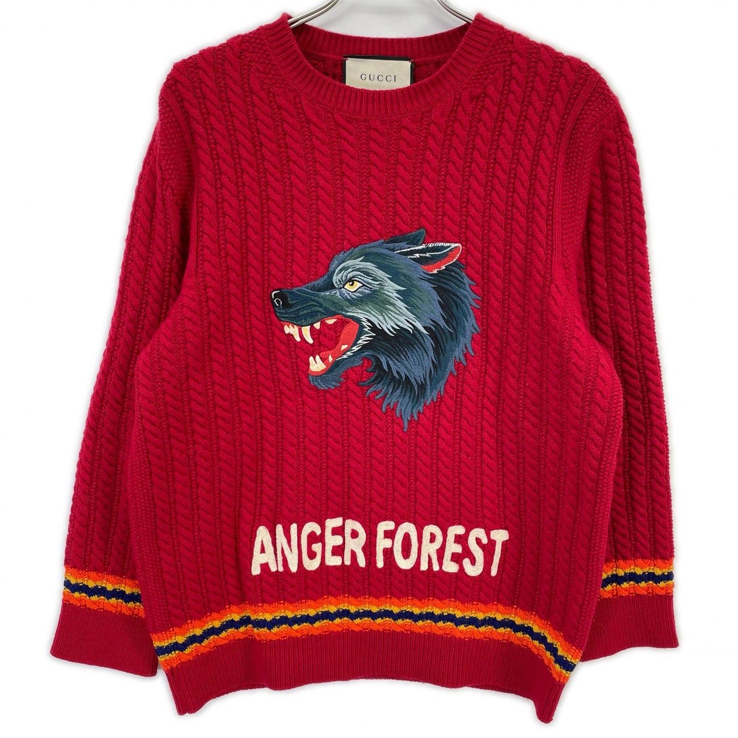 GUCCI 古驰 【国内正品】486910 ANGER FOREST 狼刺绣针织衫 上衣