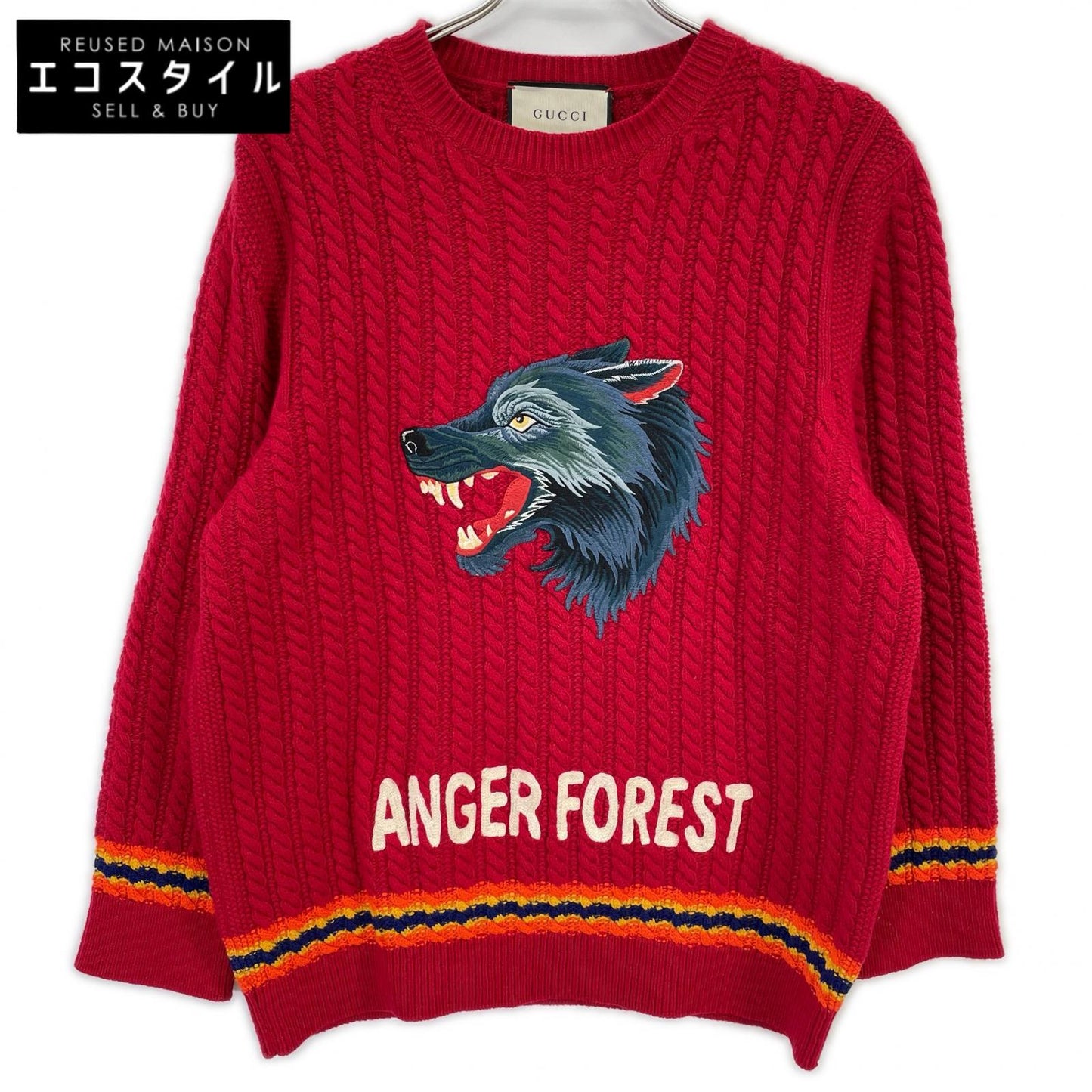 GUCCI 古驰 【国内正品】486910 ANGER FOREST 狼刺绣针织衫 上衣
