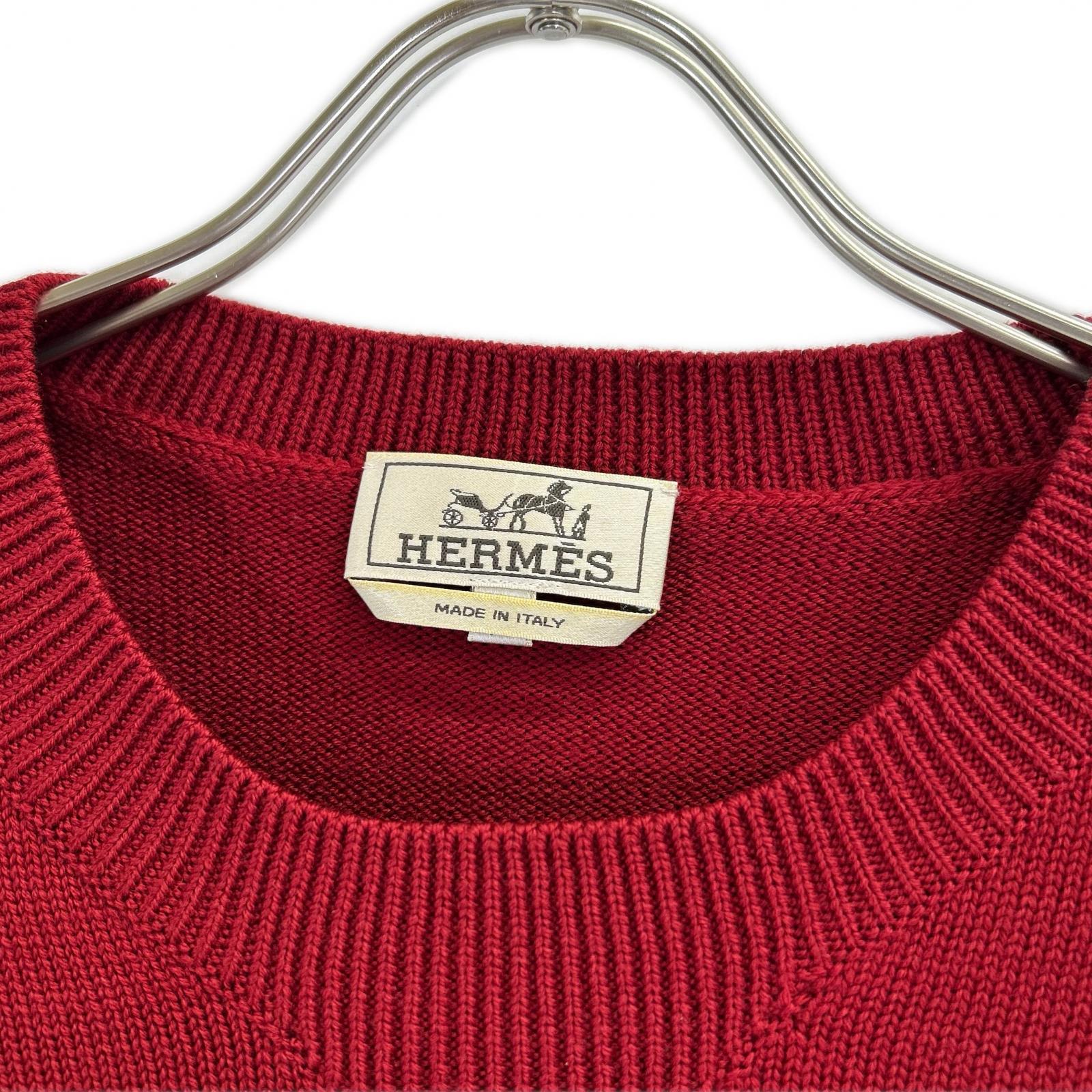 HERMES エルメス 赤 サイドジップ ニットセータ トップス