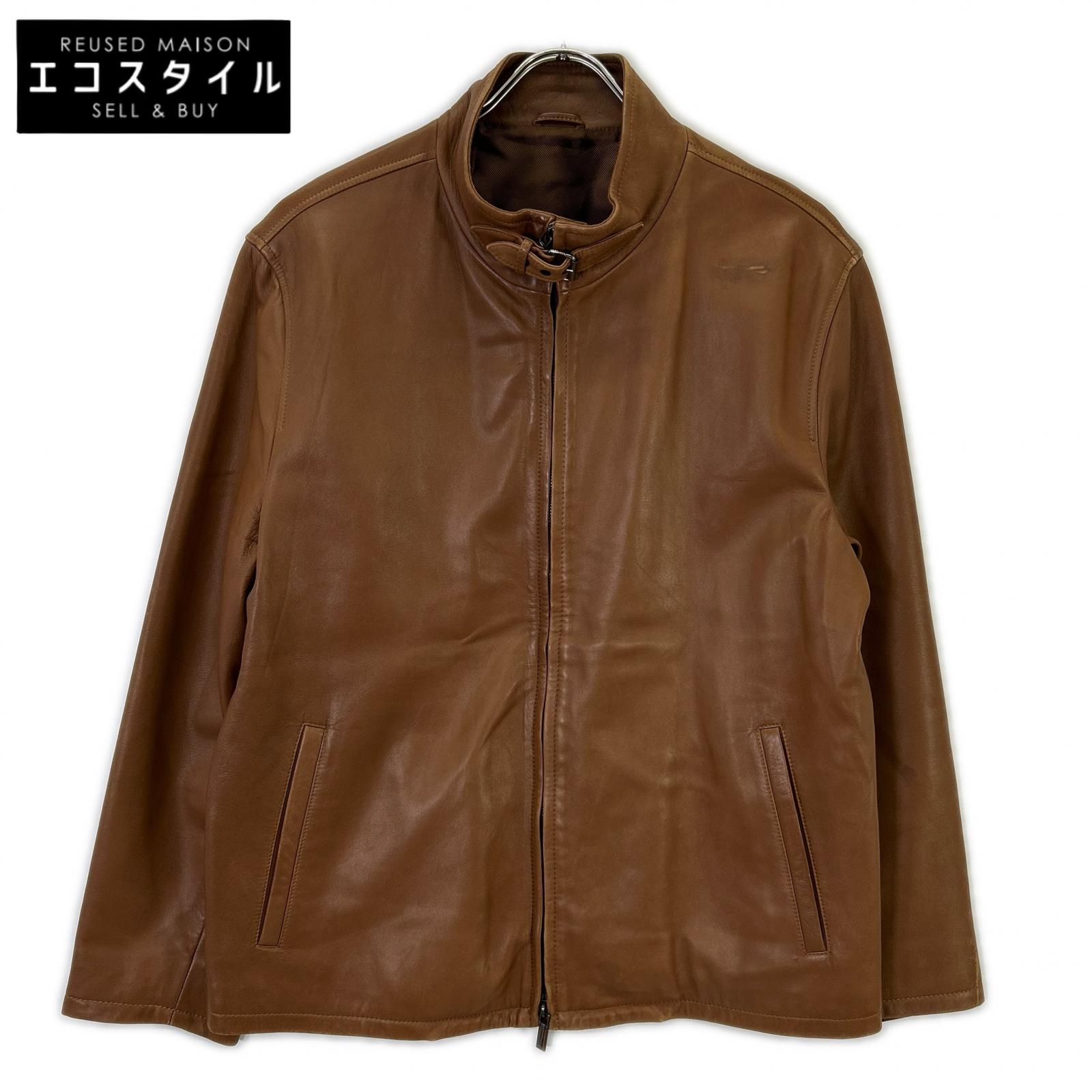 Ermenegildo Zegna エルメネジルドゼニア LPKNG-J04 ブラウン シングルライダース イタリア製 ジャケット