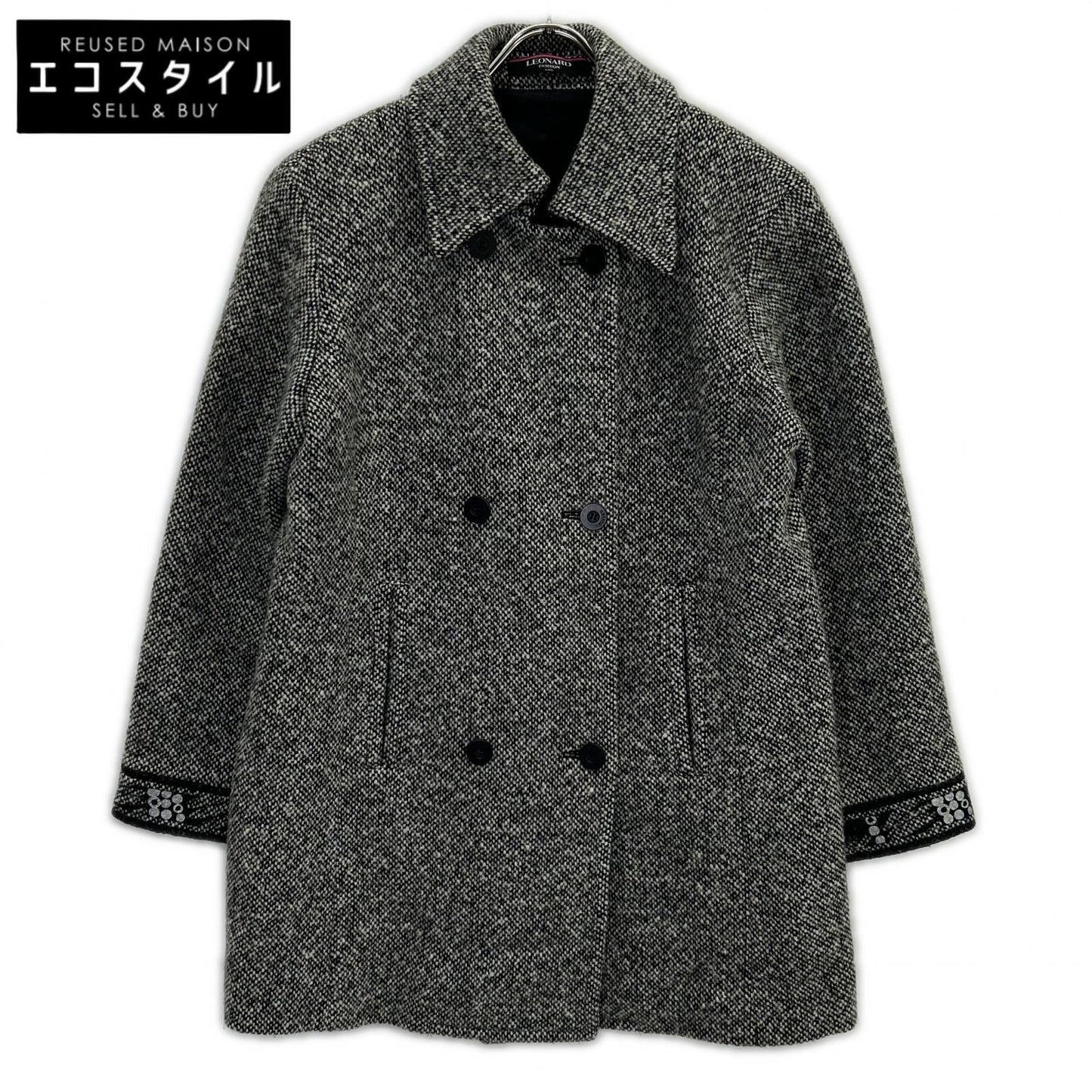 0348354 ｸﾞﾚｰ ｳｰﾙ ｼｮｰﾄ丈 ｺｰﾄ コート レディース