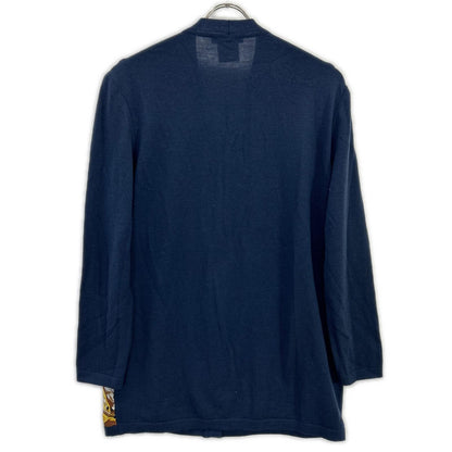 CELINE セリーヌ 1614493 ネイビー ヴィンテージスカーフ柄 シルク カーディガン トップス