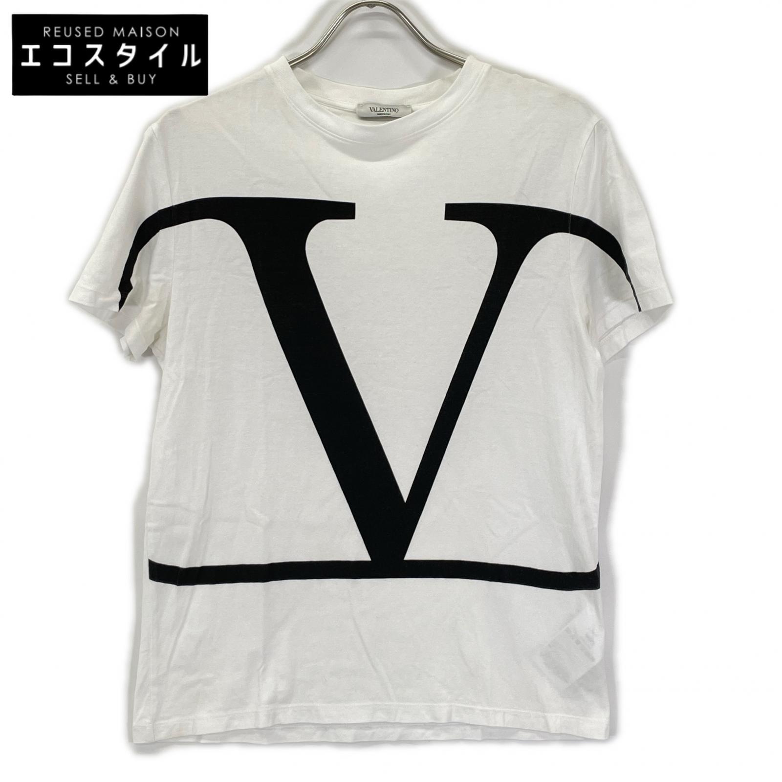 VALENTINO ヴァレンティノ SV3MG02T5F6 ホワイト コットン ロゴ Tシャツ トップス