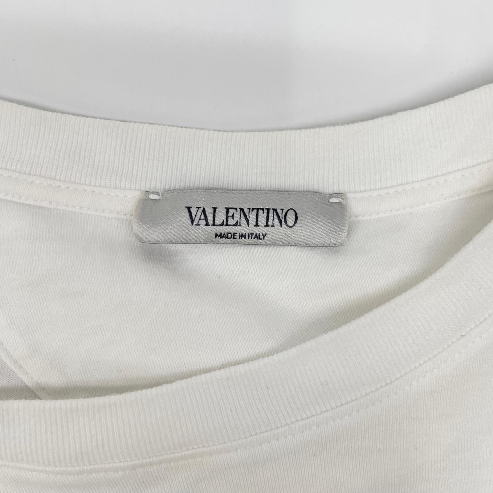 VALENTINO ヴァレンティノ SV3MG02T5F6 ホワイト コットン ロゴ Tシャツ トップス