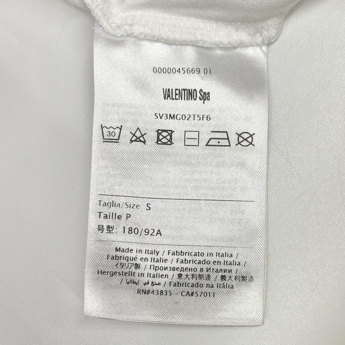 VALENTINO ヴァレンティノ SV3MG02T5F6 ホワイト コットン ロゴ Tシャツ トップス