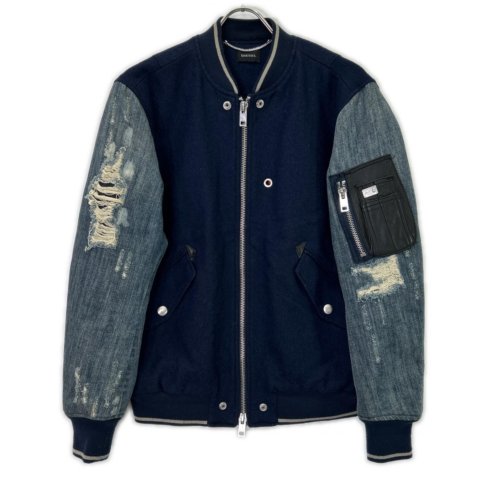 DIESEL ディーゼル MA-1 ダメージ加工 デニム切り替えジャケット ジャケット