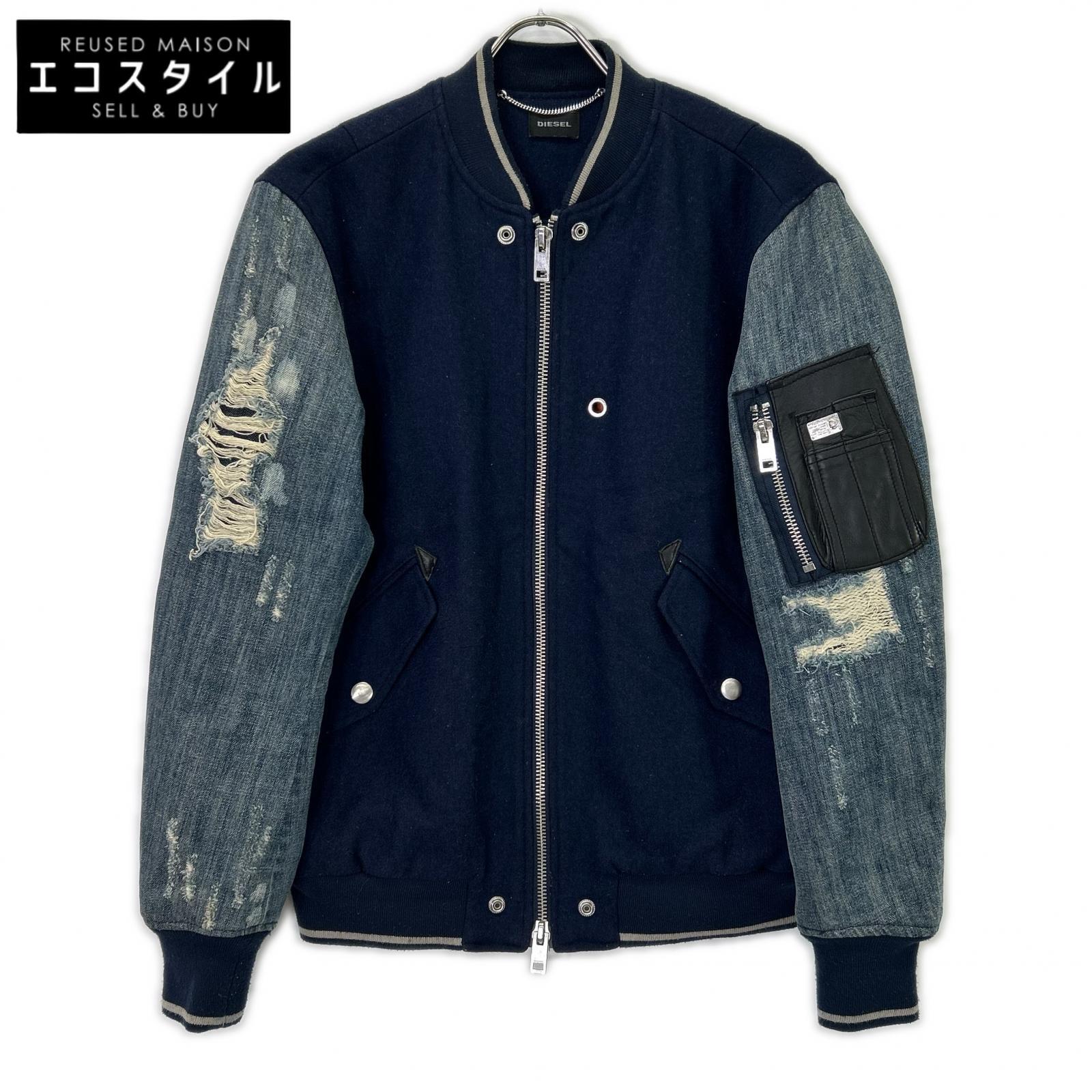 DIESEL ディーゼル MA-1 ダメージ加工 デニム切り替えジャケット ジャケット