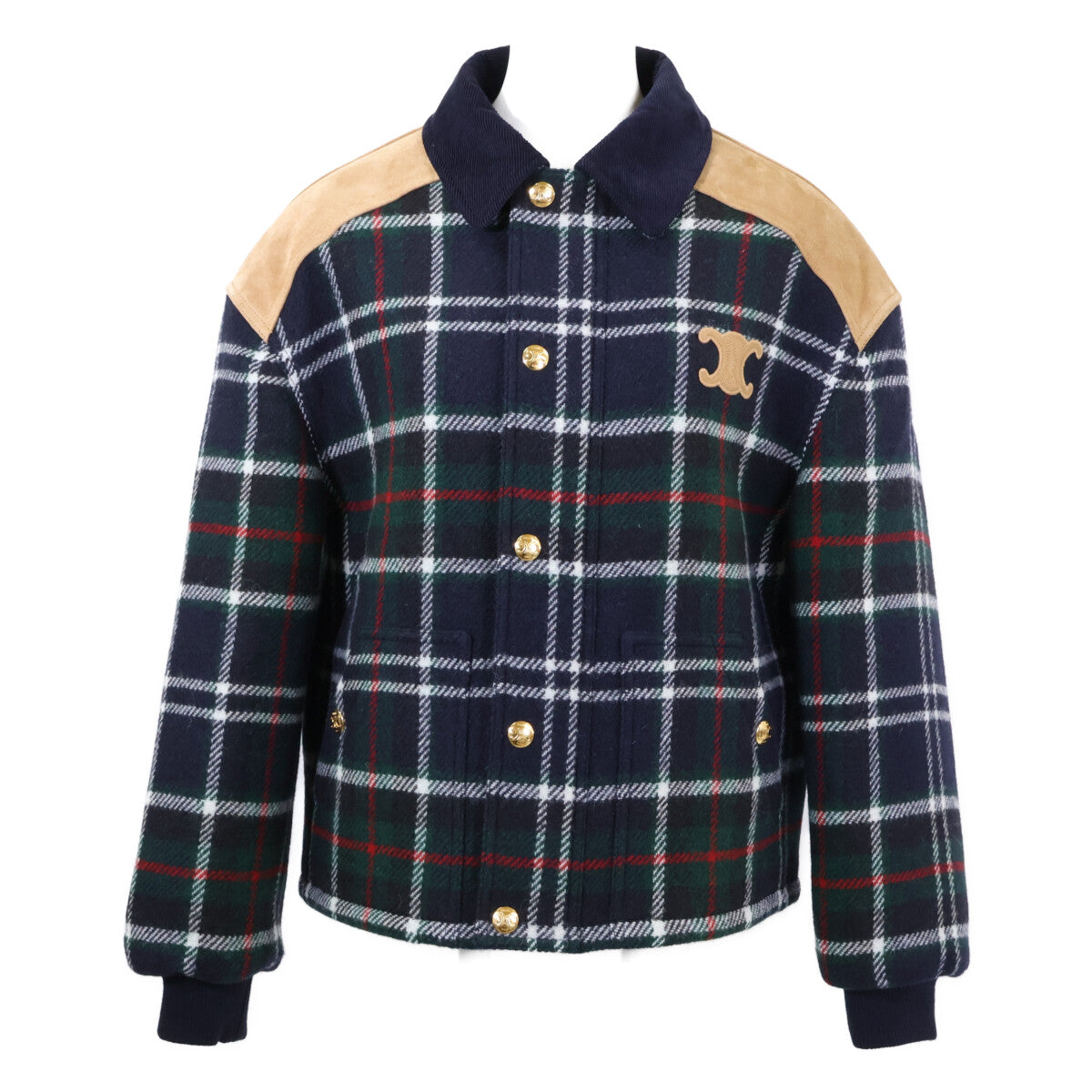 CELINE セリーヌ 【美品/国内正規】RV0R20645.GAN0 トリオンフ タータンチェック ウール ジャケット ジャケット