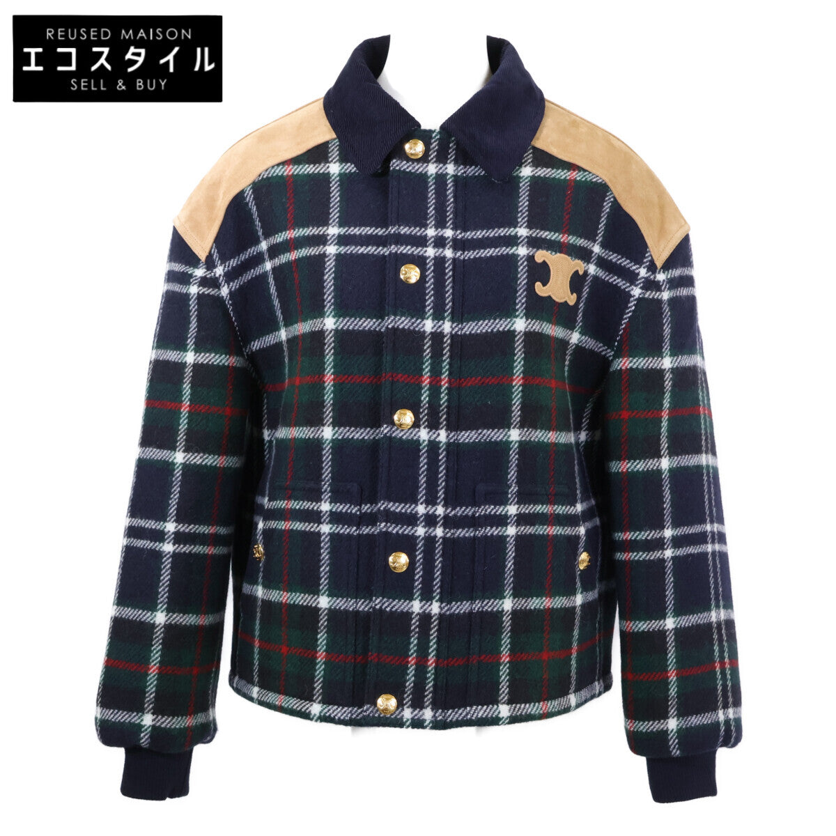 CELINE セリーヌ 【美品/国内正規】RV0R20645.GAN0 トリオンフ タータンチェック ウール ジャケット ジャケット