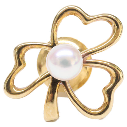 MIKIMOTO ミキモト K18 パール クローバーモチーフ ラペルピン ブローチ