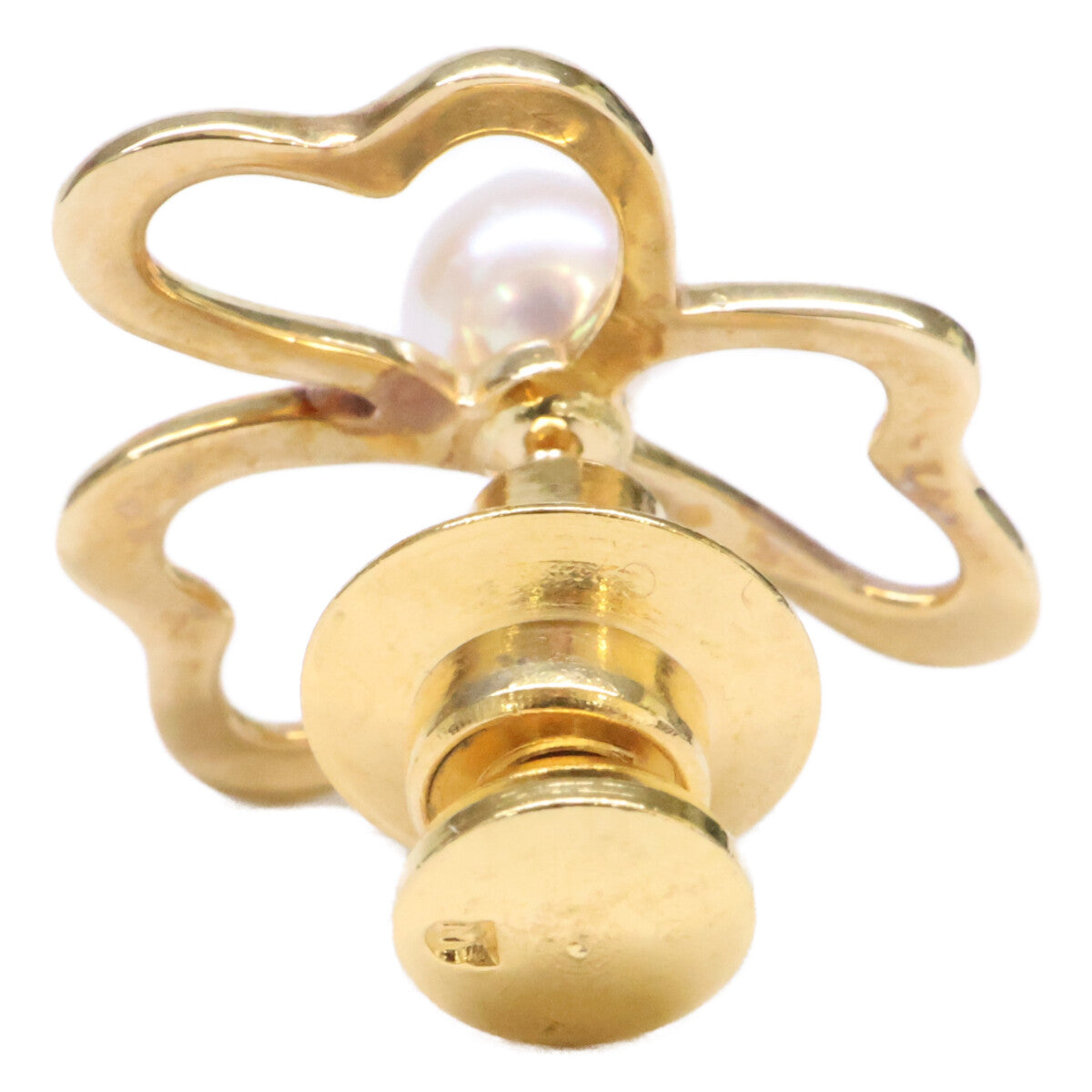 MIKIMOTO ミキモト K18 パール クローバーモチーフ ラペルピン ブローチ