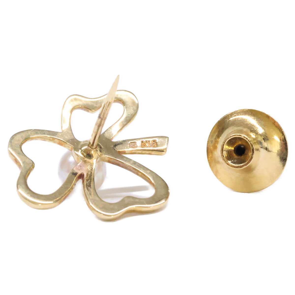 MIKIMOTO ミキモト K18 パール クローバーモチーフ ラペルピン ブローチ