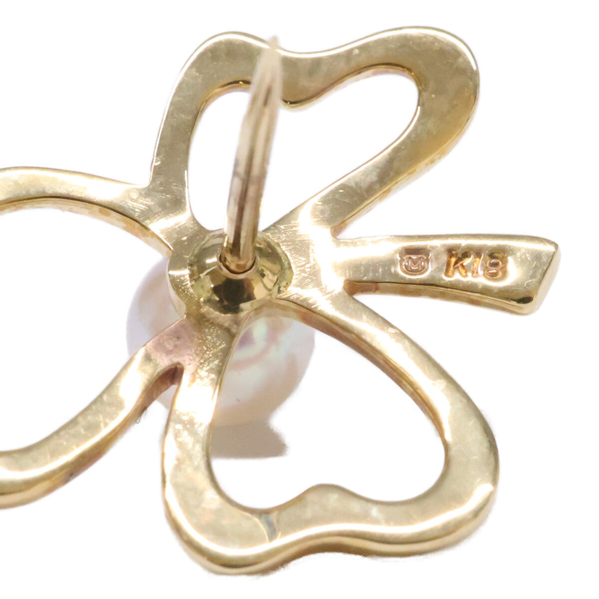 MIKIMOTO ミキモト K18 パール クローバーモチーフ ラペルピン ブローチ