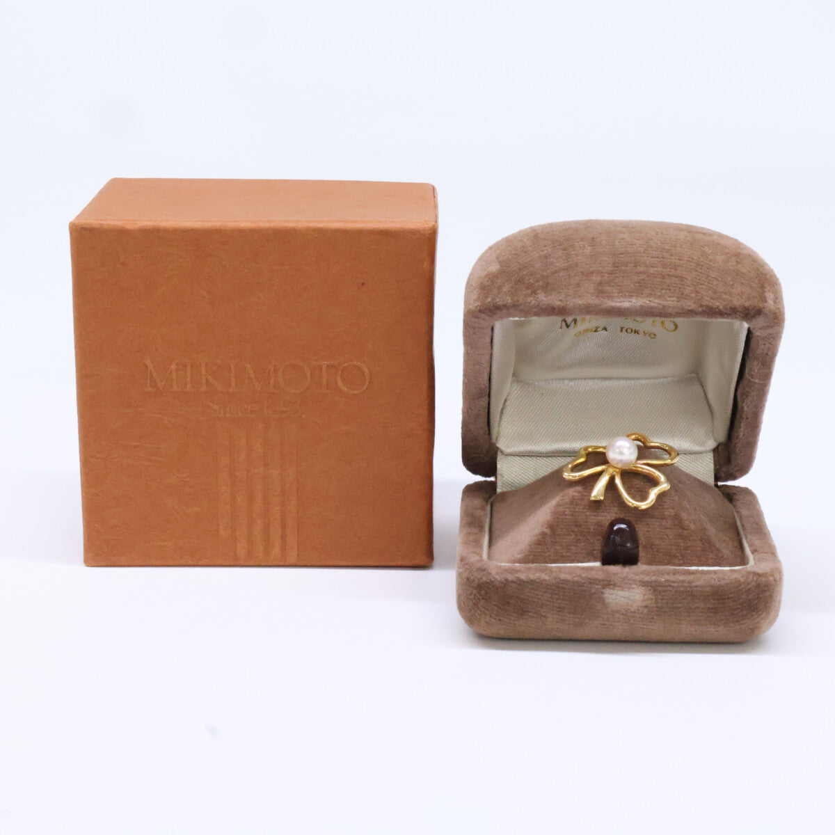 MIKIMOTO ミキモト K18 パール クローバーモチーフ ラペルピン ブローチ