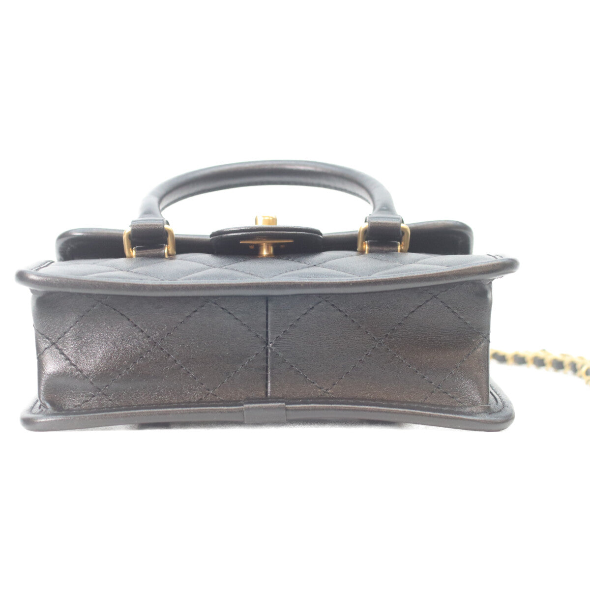 CHANEL シャネル 25AW 黒 ラムスキン ゴールド金具 マトラッセ 2WAYミニフラップチェーンハンドルバッグ ショルダーバッグ