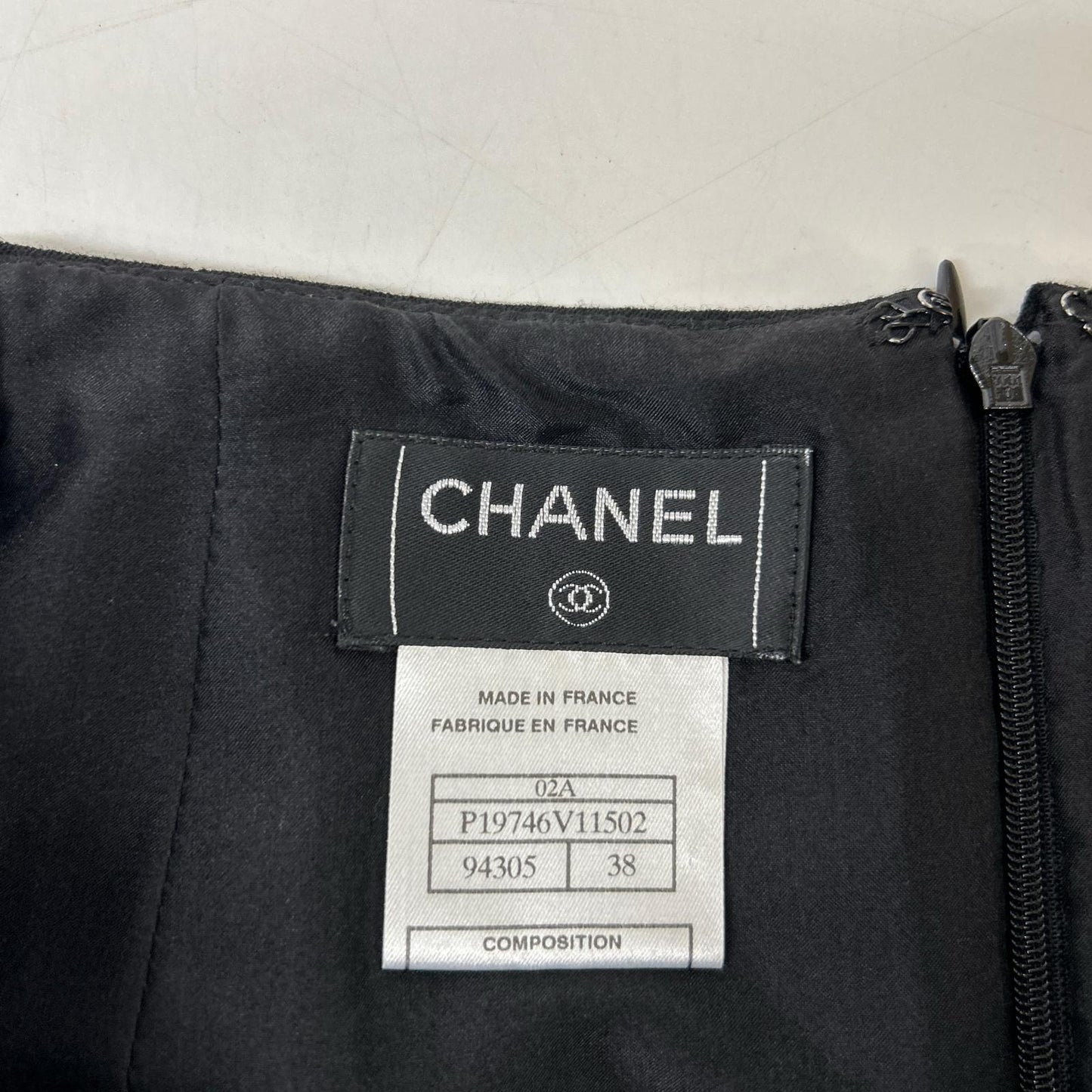 CHANEL シャネル 02AW P19746 ブラック ウール ココマークファスナー ミディスカート スカート