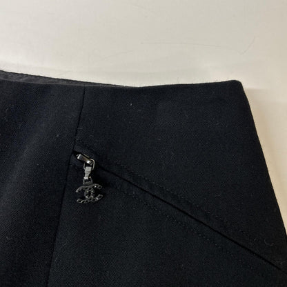 CHANEL シャネル 02AW P19746 ブラック ウール ココマークファスナー ミディスカート スカート