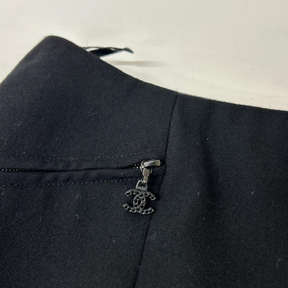CHANEL シャネル 02AW P19746 ブラック ウール ココマークファスナー ミディスカート スカート