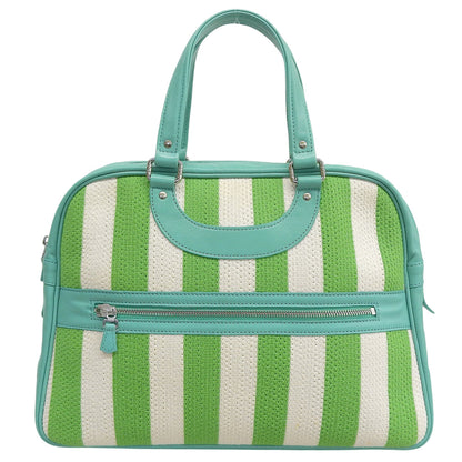 JacquesleCorre Jacques le Corre Stripe Rispond Canvas Leather Handbag Women's Green x White Handbag