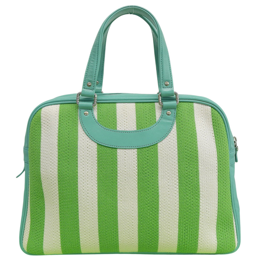 JacquesleCorre Jacques le Corre Stripe Rispond Canvas Leather Handbag Women's Green x White Handbag