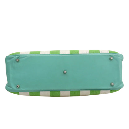 JacquesleCorre Jacques le Corre Stripe Rispond Canvas Leather Handbag Women's Green x White Handbag