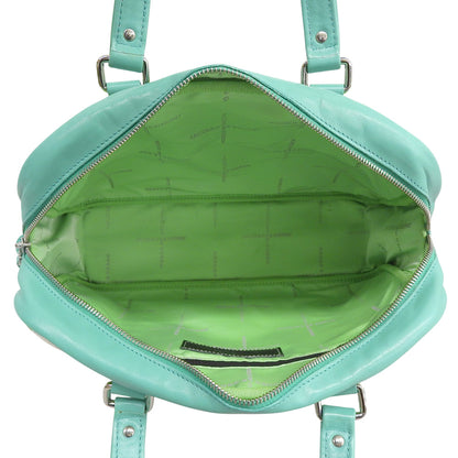 JacquesleCorre Jacques le Corre Stripe Rispond Canvas Leather Handbag Women's Green x White Handbag