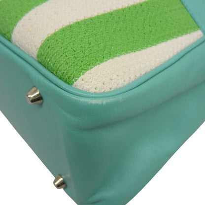 JacquesleCorre Jacques le Corre Stripe Rispond Canvas Leather Handbag Women's Green x White Handbag