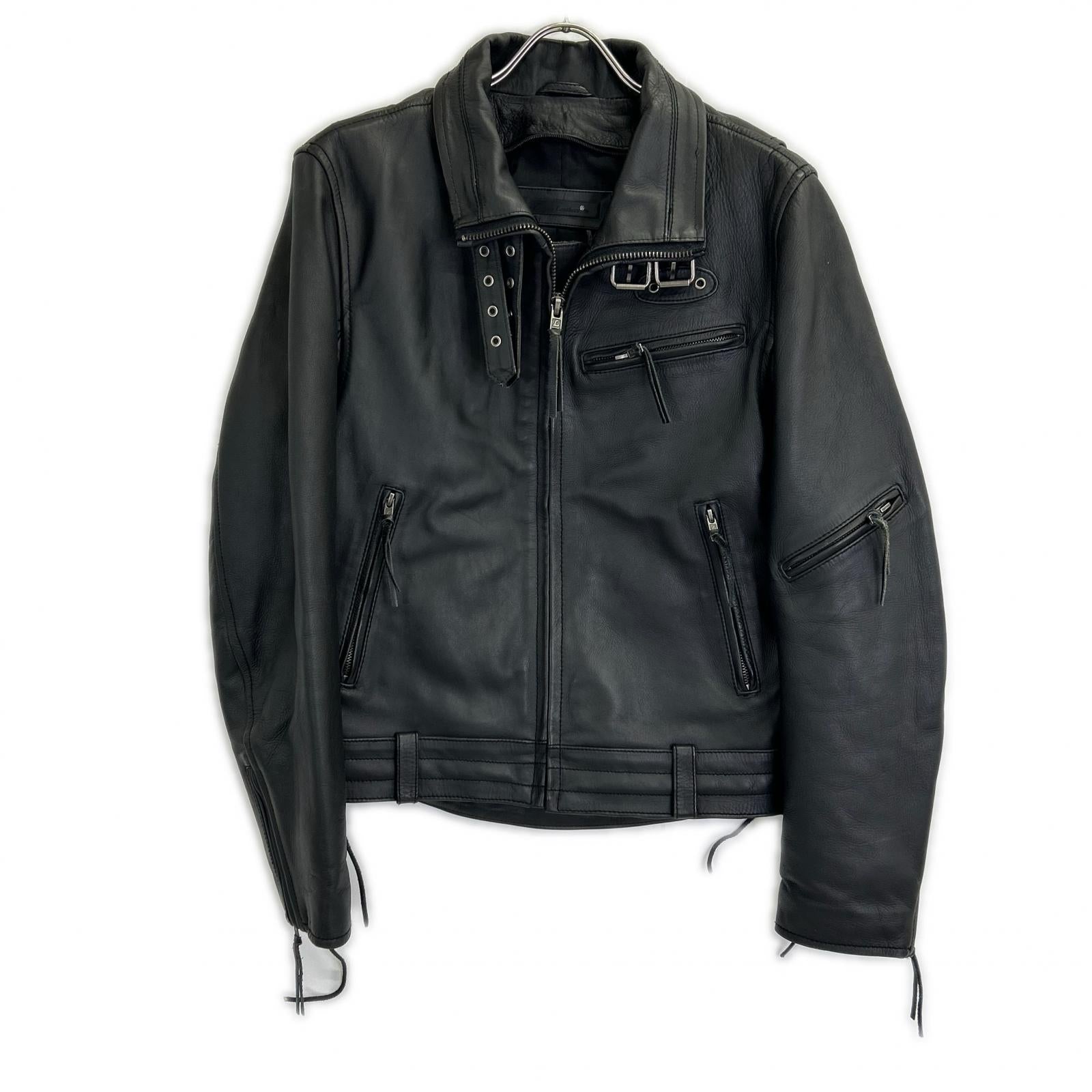 Liugoo Leathers リューグーレザーズ CWP-02 ﾌﾞﾗｯｸﾚｰﾍﾞﾙ 牛革 ﾚｻﾞｰｼﾞｬｹｯﾄ ジャケット S メンズ