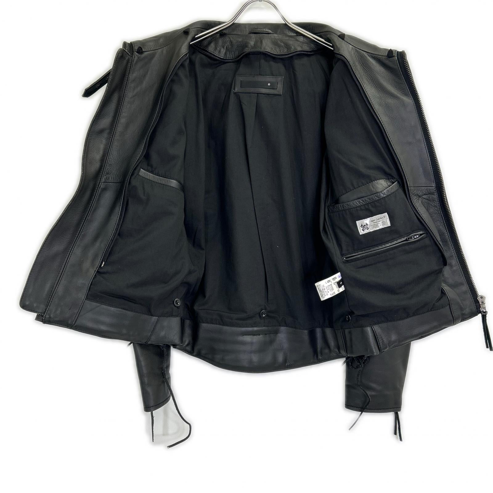 Liugoo Leathers リューグーレザーズ CWP-02 ﾌﾞﾗｯｸﾚｰﾍﾞﾙ 牛革 ﾚｻﾞｰｼﾞｬｹｯﾄ ジャケット S メンズ