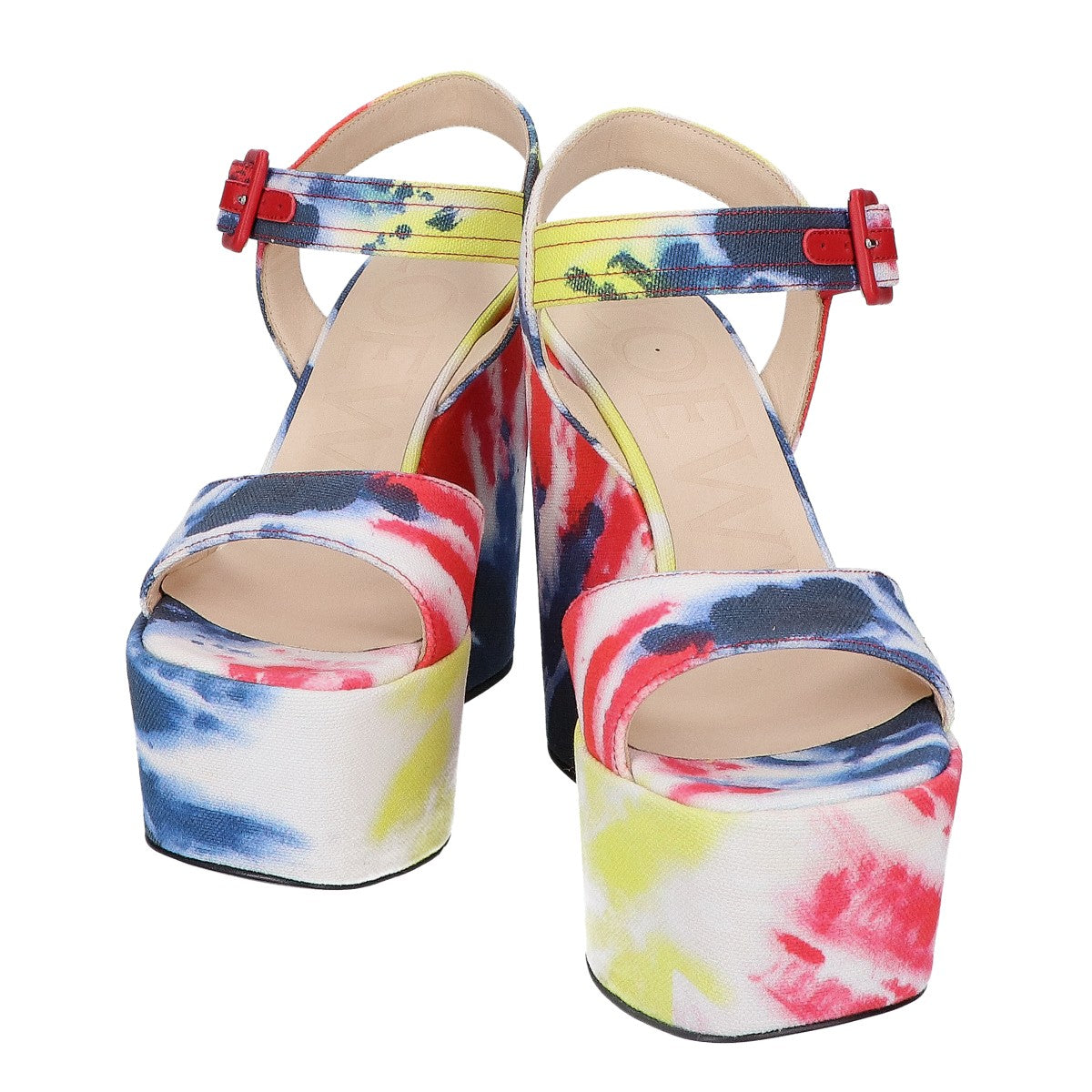 LOEWE ロエベ 【美品】812001 タイダイ キャンバス ウェッジサンダル シューズ