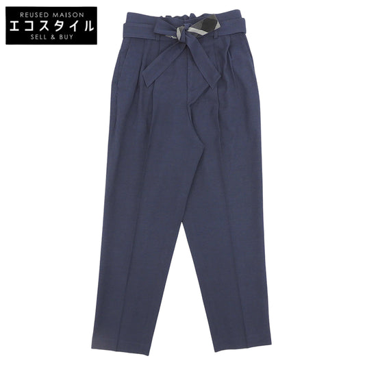 Excellent condition, ribbon belt, linen pants, bottoms, women's, navy, 38, 55R35-193-29, bottoms, 38, women's