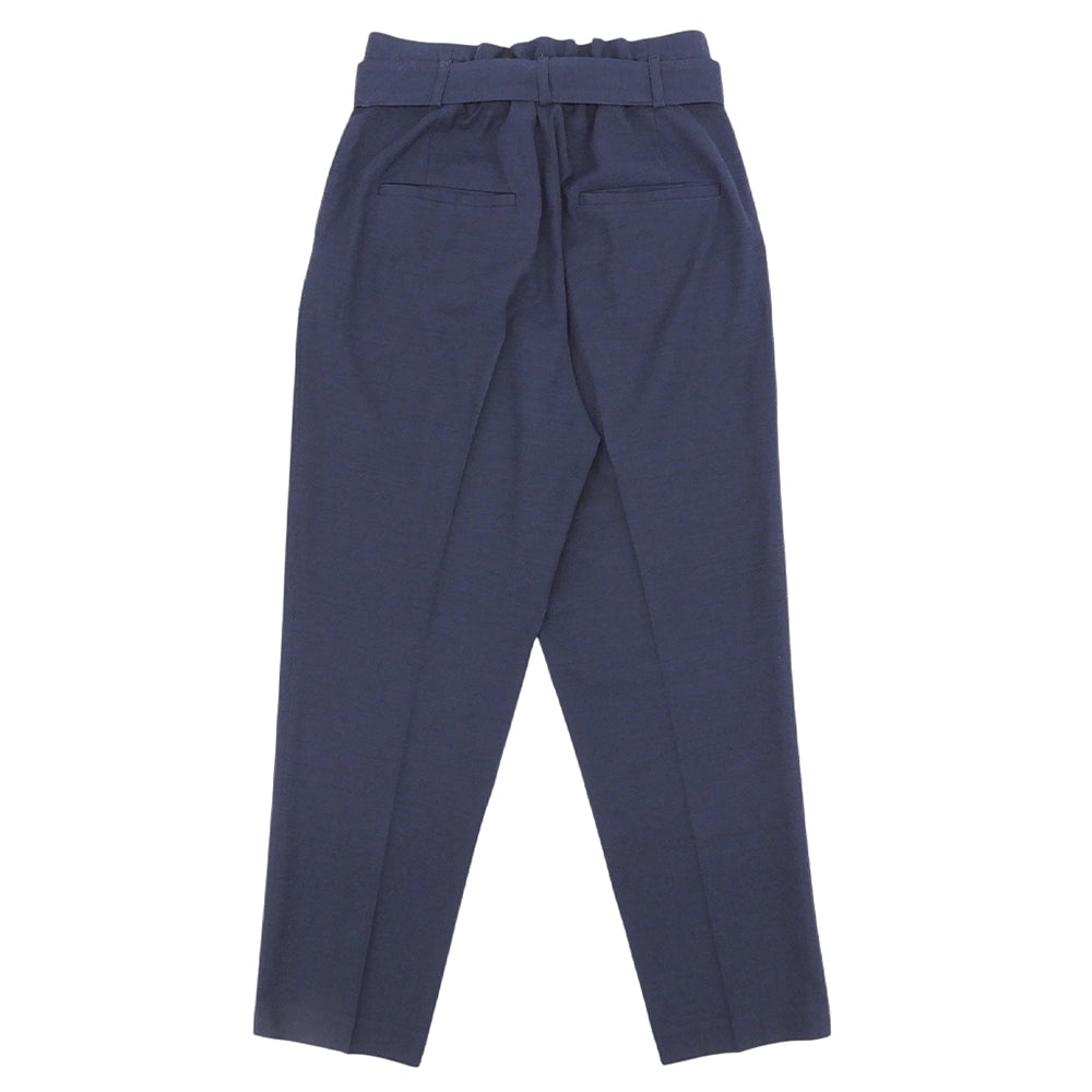 BLUE LABEL CRESTBRIDGE ブルーレーベルクレストブリッジ 美品 リボンベルト リネン パンツ ボトムス レディース ネイビー 38 55R35-193-29 ボトムス