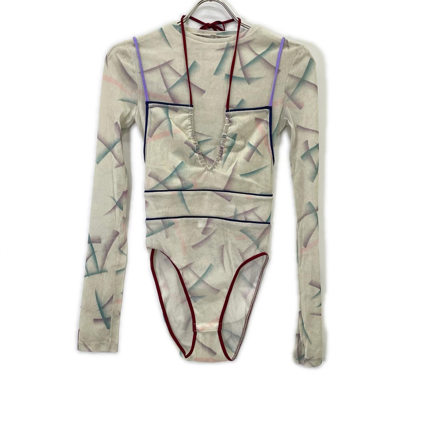 FUMIKA UCHIDA フミカウチダ FU-S-TP005 IVORY FLOCKY PRINTED TULLE DOUBLE-FRONT BODYSUIT トップス